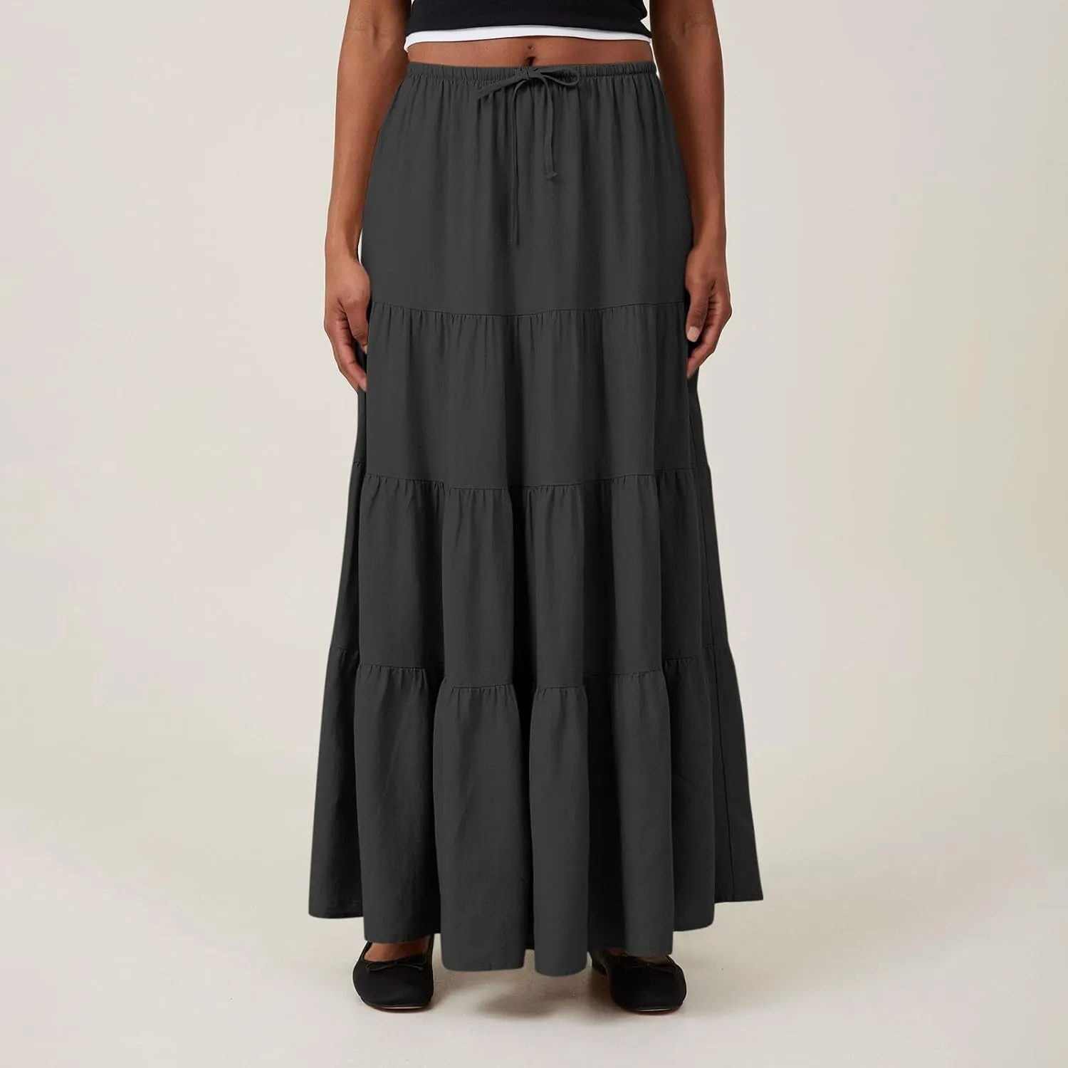 Flowy Pleated A Line Skirts for Women High Waisted Layered Tiered Maxi Skirt Elegant Summer Beach Boho Dress