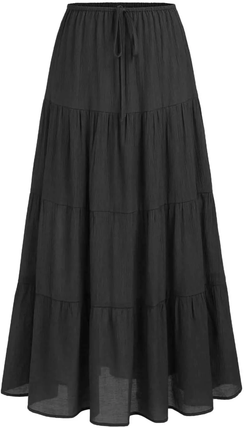 Flowy Pleated A Line Skirts for Women High Waisted Layered Tiered Maxi Skirt Elegant Summer Beach Boho Dress