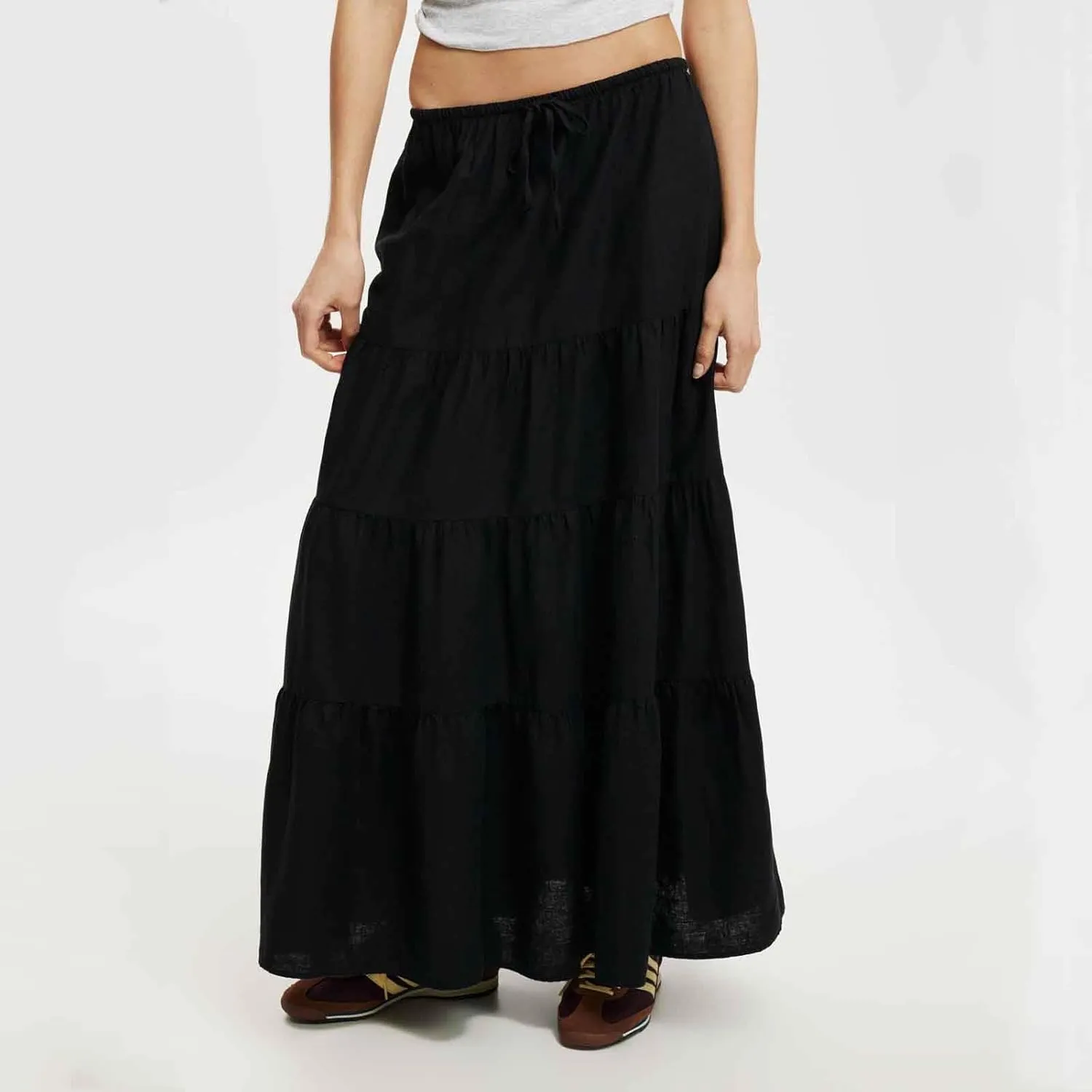 Flowy Pleated A Line Skirts for Women High Waisted Layered Tiered Maxi Skirt Elegant Summer Beach Boho Dress