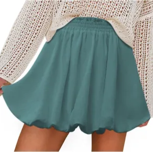 Flowy Skirts for Women Trendy Solid Color Stretchy Fluffy Mini Skirt Fashion High Waisted Tummy Control Flowy Bottoms