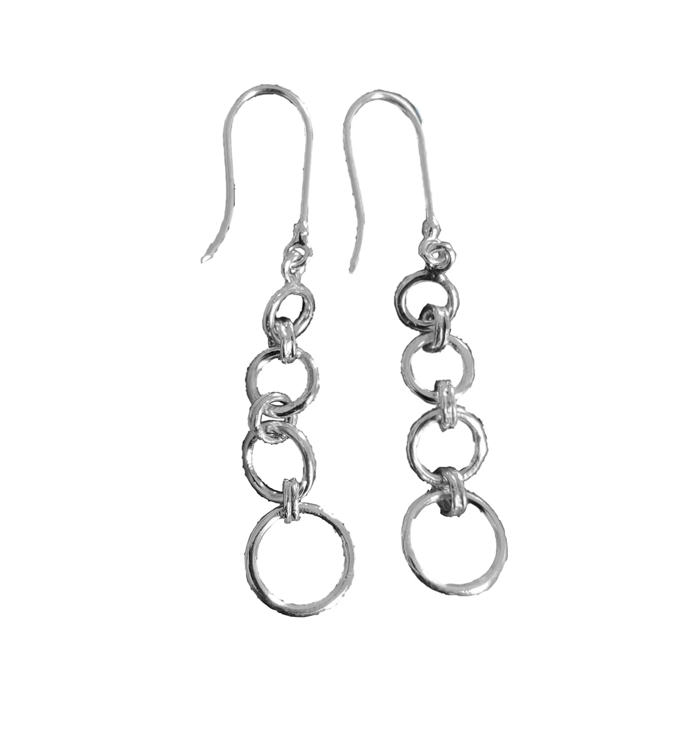 Geometric Drop Earrings Silver Round Geometric Earrings Geometic Dangle Earrings Silver Statement Drop Earrings Unique Minimalist Earrings