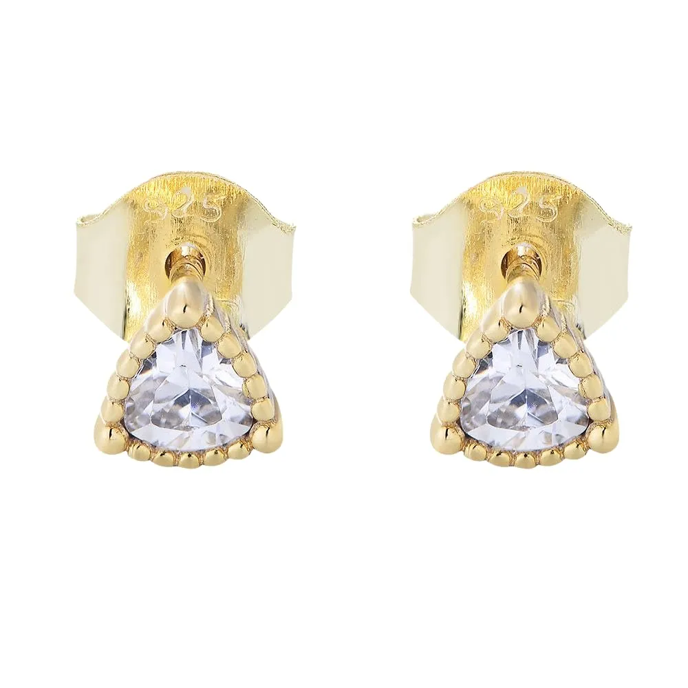 Geometric Simplicity: Minimalist 925 Sterling Silver Single Triangle Zircon Gold-Plated Stud Earrings (gold)