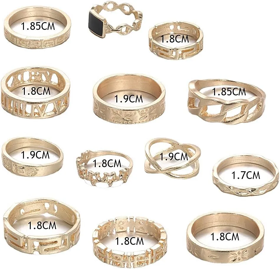 GIGB PBDK Vintage Gold Stackable Knuckle Ring Set for Women Lover Punk Silver Star Geometry Rings Joint Finger Stacking Nail Ring Pack Jewelry Gifts