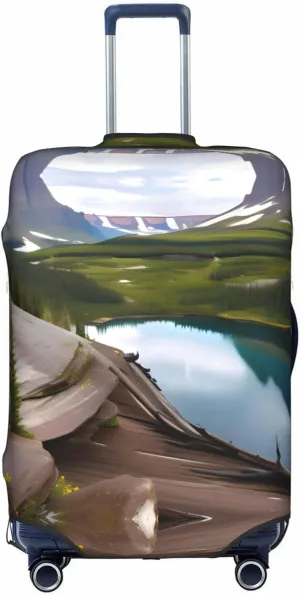Glacier National Park Print Practical Elastic Washable Travel Luggage Cover with Concealed Zipper for Suitcases