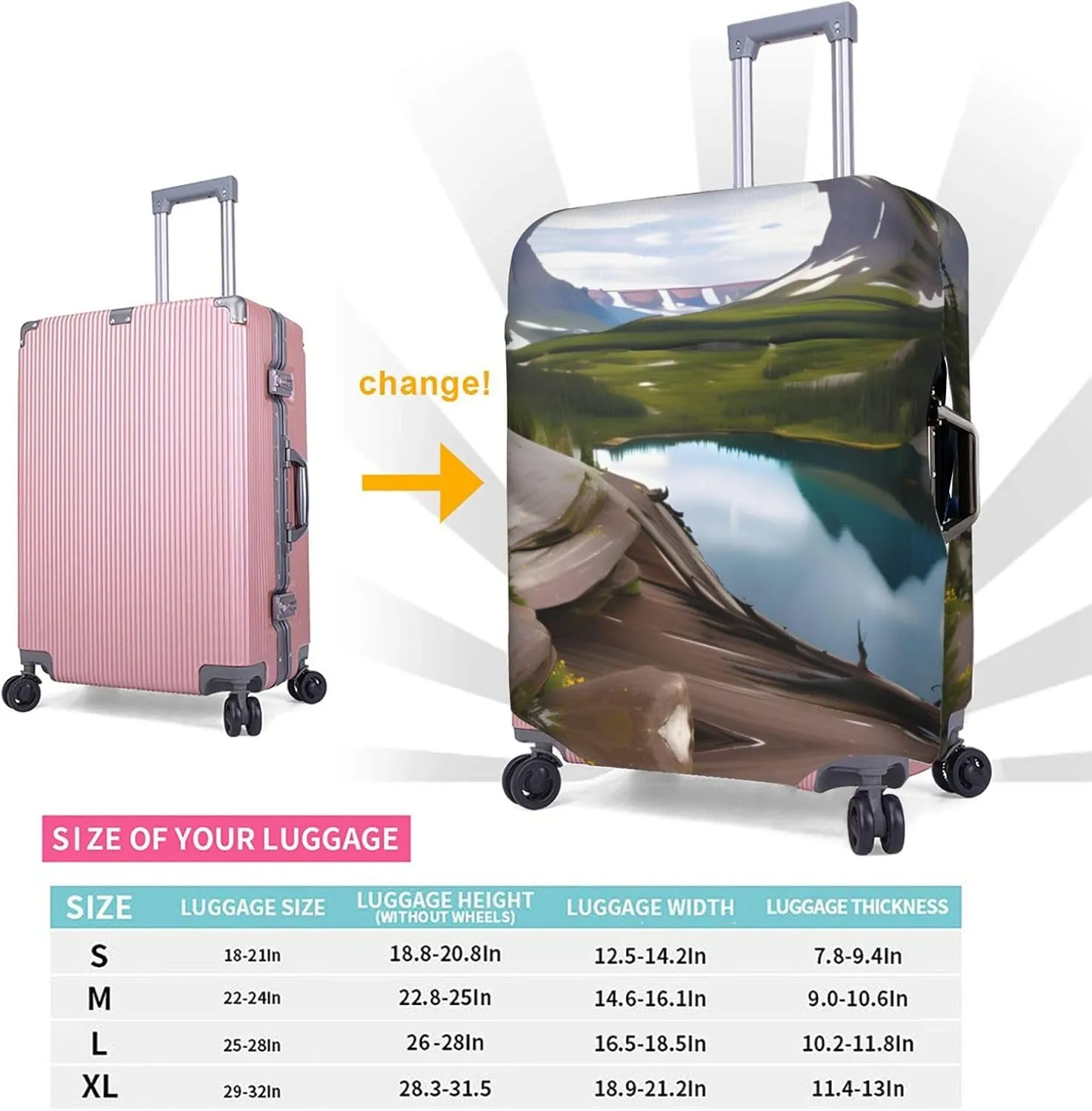 Glacier National Park Print Practical Elastic Washable Travel Luggage Cover with Concealed Zipper for Suitcases