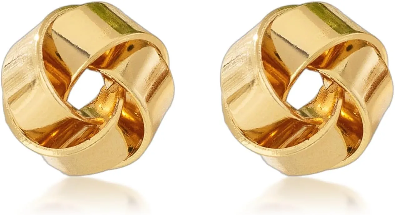 Gold Bow Dangle Earrings for Women: Valentine's Day Gift 14K Gold Plated Chunky Gold Earrings - Knot Link Circle Geometric Stud Earring - Trendy Jewelry Gift for Her Birthday Valentines Day Mothers Day