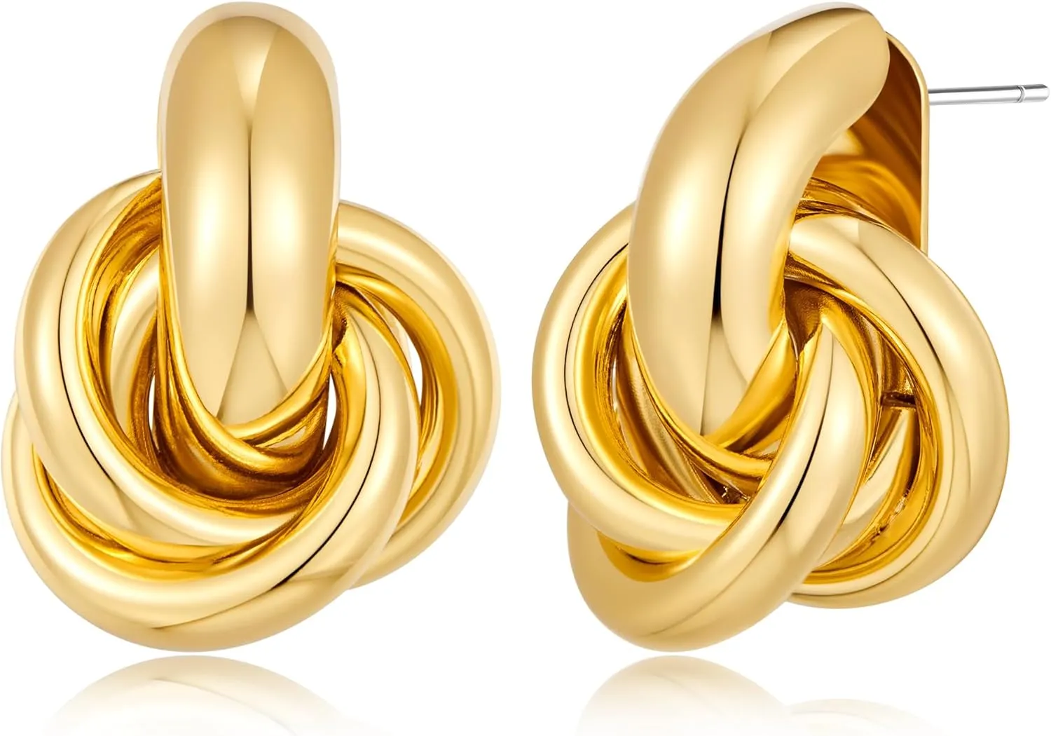 Gold Geometric Drop Dangle Earrings for Women 18K Chunky Trendy Knot Stud Small Twisted Link Earring Jewelry Gift