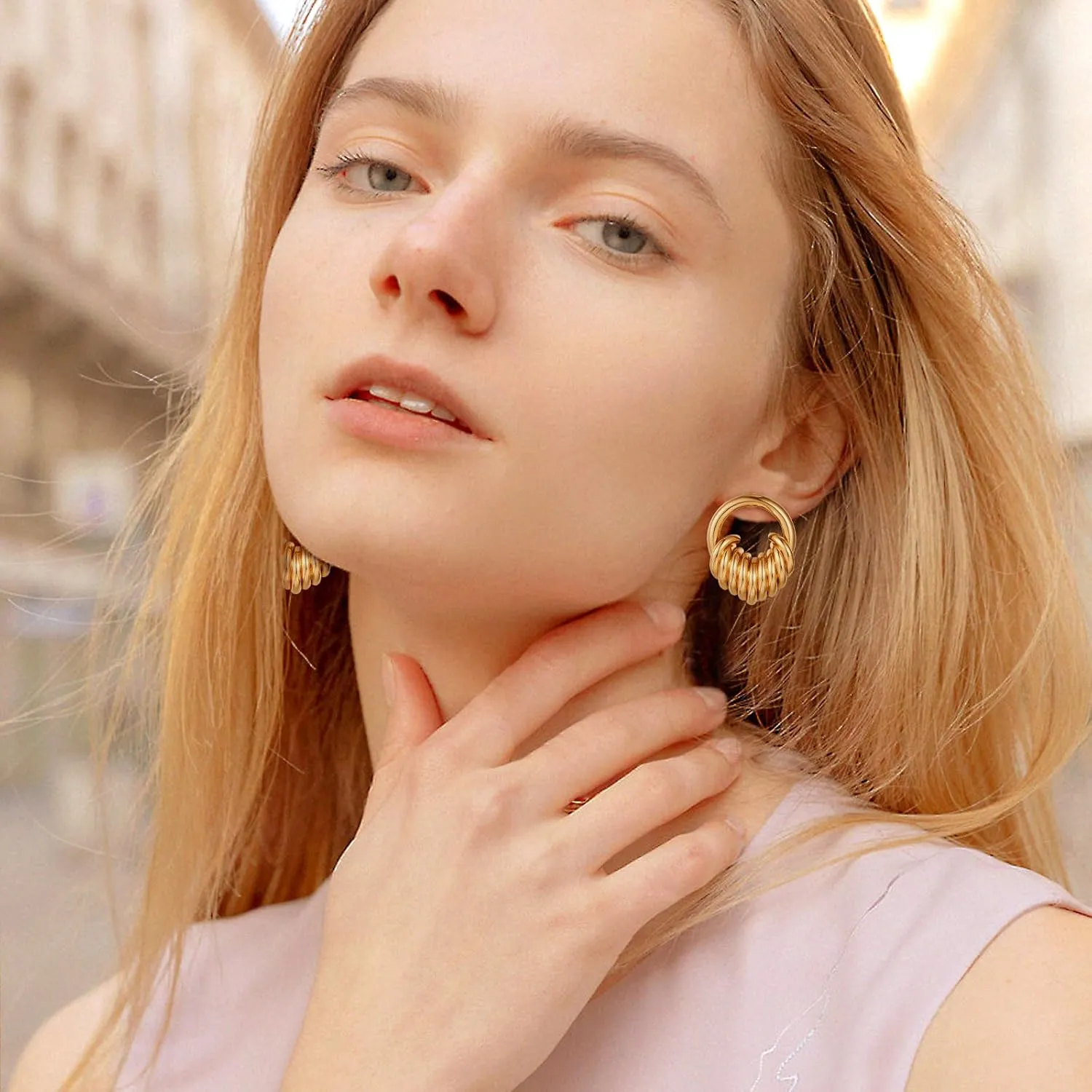Gold Geometric Drop Dangle Earrings for Women Long Link Dangle Earrings Jewelry
