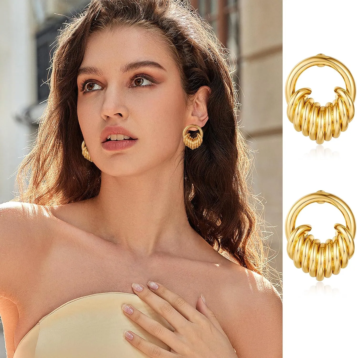 Gold Geometric Drop Dangle Earrings for Women Long Link Dangle Earrings Jewelry