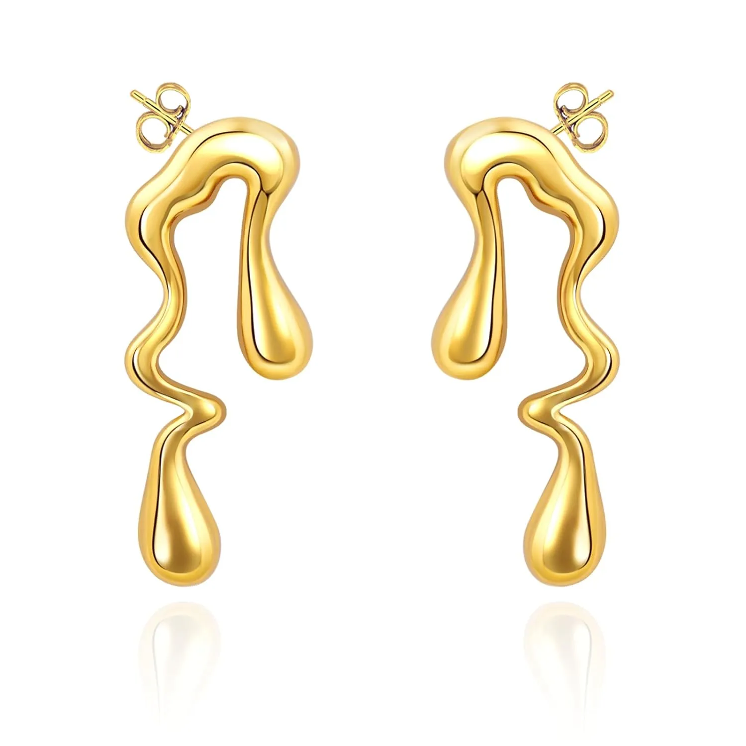 Gold Geometric Earrings Teardrop Earrings Gold Studs Earrings Stainless Steel Earrings Gold Drop Earrings Hypoallergenic Earrings Gold Dangle Earrings Jewelry Gifts for Women