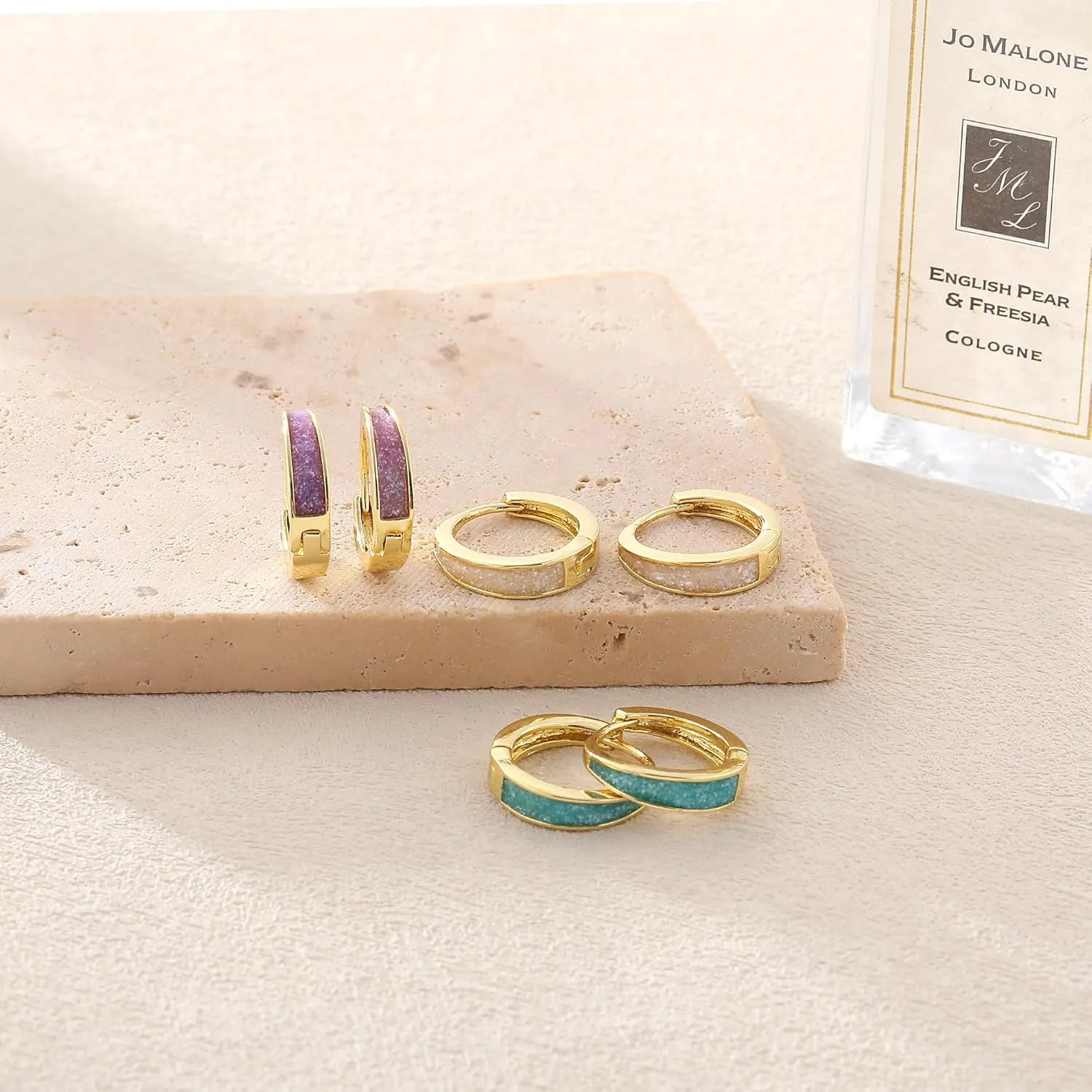 Gold/Silver Small Hoop Earrings Set for Women,14K Gold/Silver Plated Hypoallergenic Small Chunky Huggie Double Hoop Earrings For Women,Stud Earrings,Gold Pearl Dangle Hoop Earrings Set Jewelry For Gifts