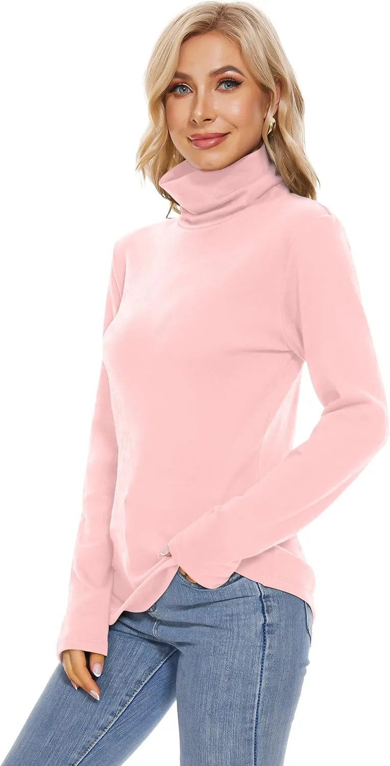 H HIAMIGOS Womens Turtleneck Long Sleeve Top Fleece Lined Sweatshirt Lightweight Ultra Soft Base Layer