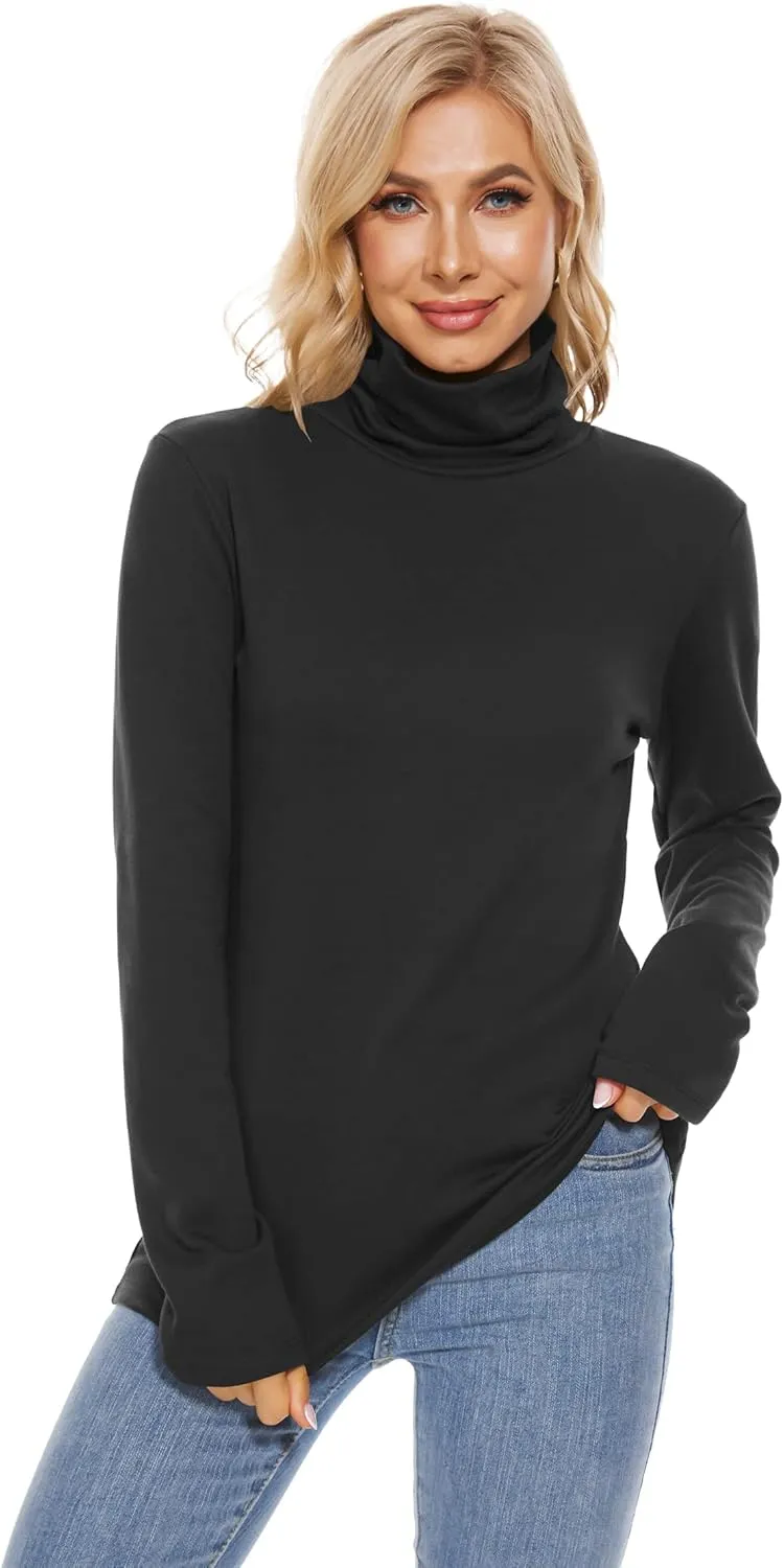 H HIAMIGOS Womens Turtleneck Long Sleeve Top Fleece Lined Sweatshirt Lightweight Ultra Soft Base Layer