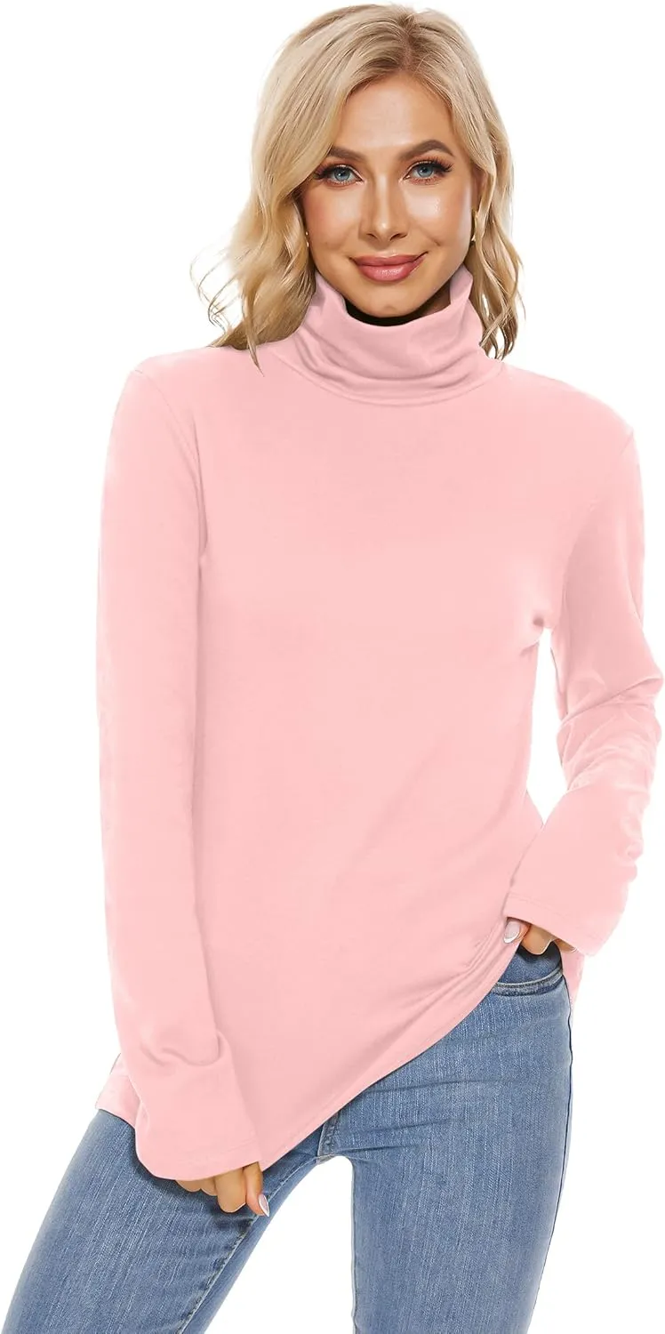 H HIAMIGOS Womens Turtleneck Long Sleeve Top Fleece Lined Sweatshirt Lightweight Ultra Soft Base Layer