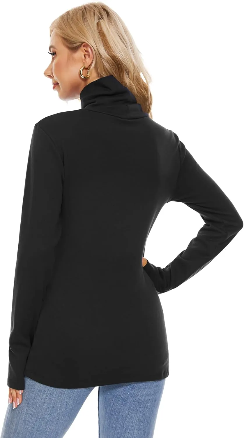 H HIAMIGOS Womens Turtleneck Long Sleeve Top Fleece Lined Sweatshirt Lightweight Ultra Soft Base Layer