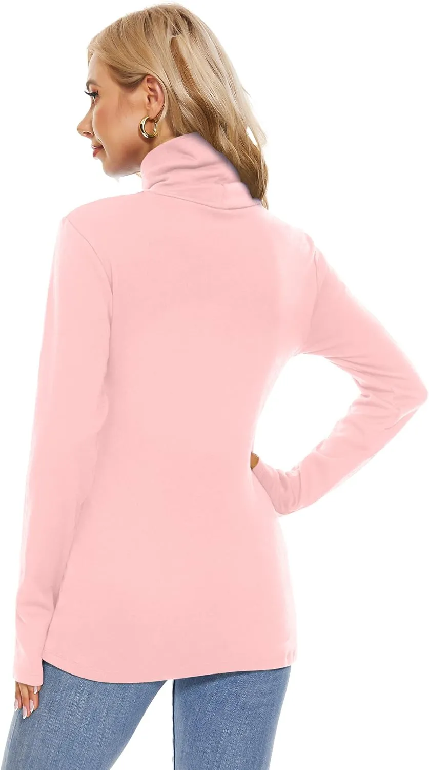 H HIAMIGOS Womens Turtleneck Long Sleeve Top Fleece Lined Sweatshirt Lightweight Ultra Soft Base Layer