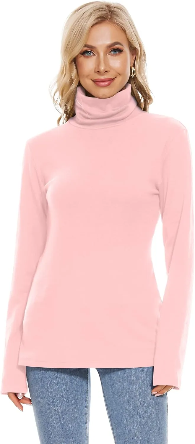 H HIAMIGOS Womens Turtleneck Long Sleeve Top Fleece Lined Sweatshirt Lightweight Ultra Soft Base Layer