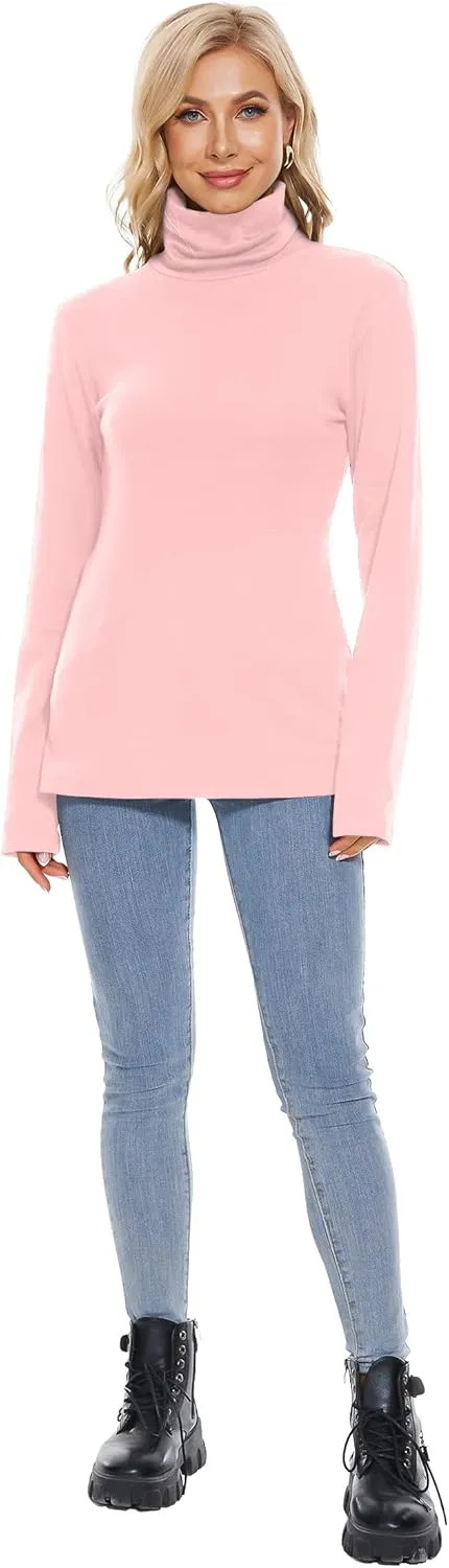 H HIAMIGOS Womens Turtleneck Long Sleeve Top Fleece Lined Sweatshirt Lightweight Ultra Soft Base Layer