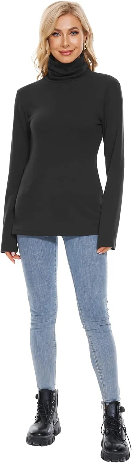 H HIAMIGOS Womens Turtleneck Long Sleeve Top Fleece Lined Sweatshirt Lightweight Ultra Soft Base Layer