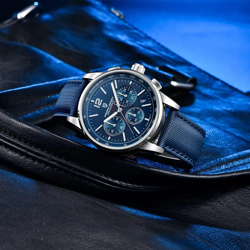 HaiQin Pagani Design Men Wristwatches VK63 Quartz Movement Chronograph Synthetic Sapphire 100M Waterproof Business Analog Watch