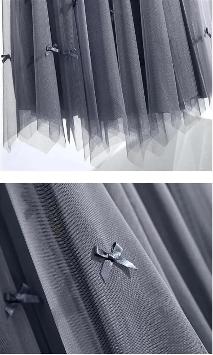 Hcclijo Women Spring Summer Mesh Midiskirt Overknee Temperament Elegant Double-Sided Bow Pleated Skirt