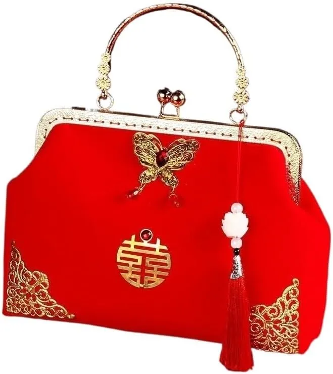 HUFFA Bridal Large Clutch Bag for Wedding and Engagement, Red Envelope Style Money and Makeup Bag