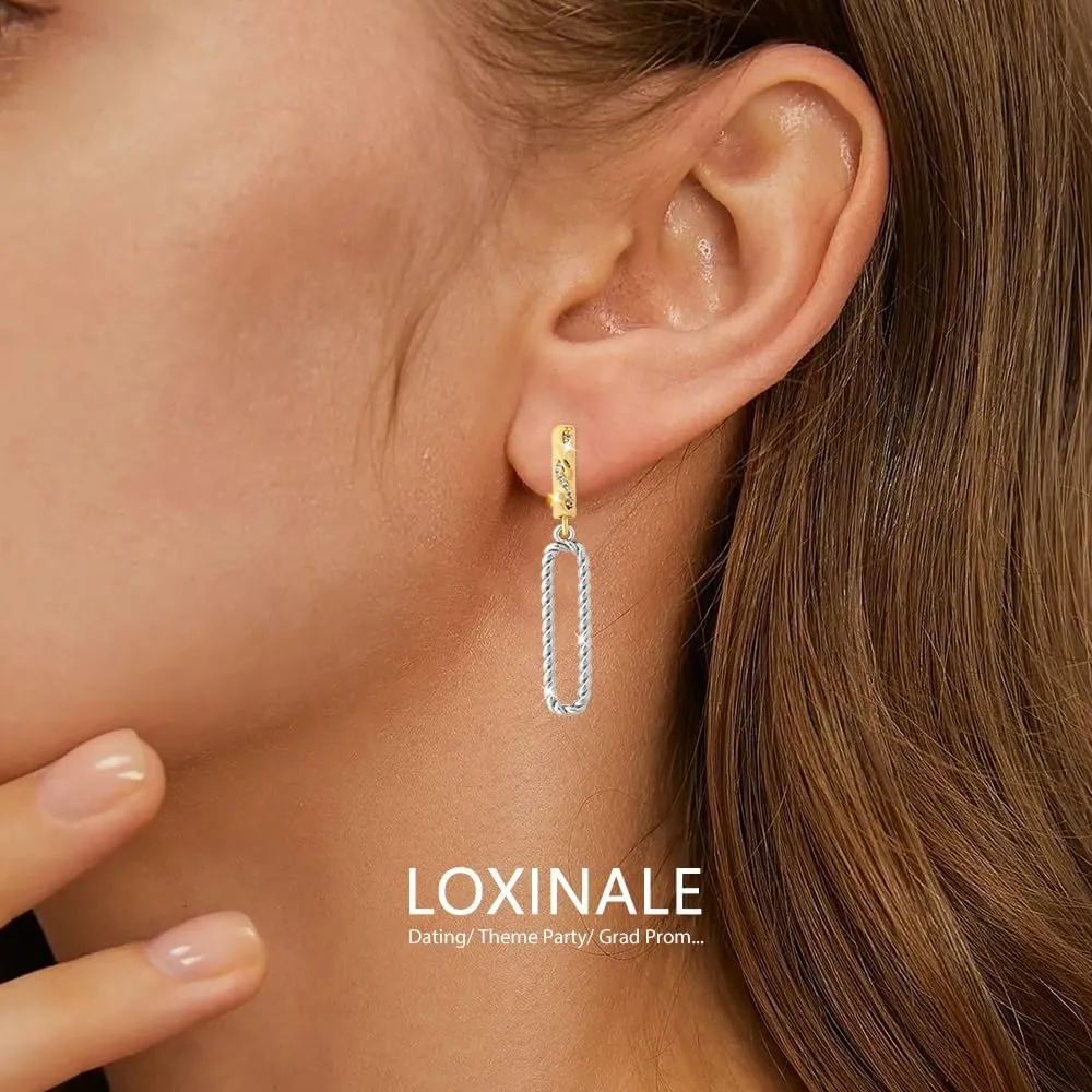 Huggie Hoop Earrings - 18k Gold Plated Small Twist Loop Drop Earings with Cubic Zirconia, Woman Statement Dangle Earing for Sensitive Earlobes