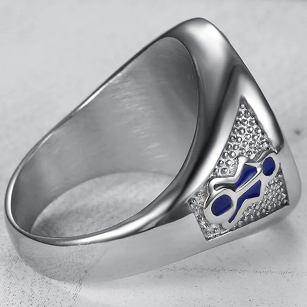 Jude Jewelers Stainless Steel Blue Gold Two Tone Masonic Master Mason Ring