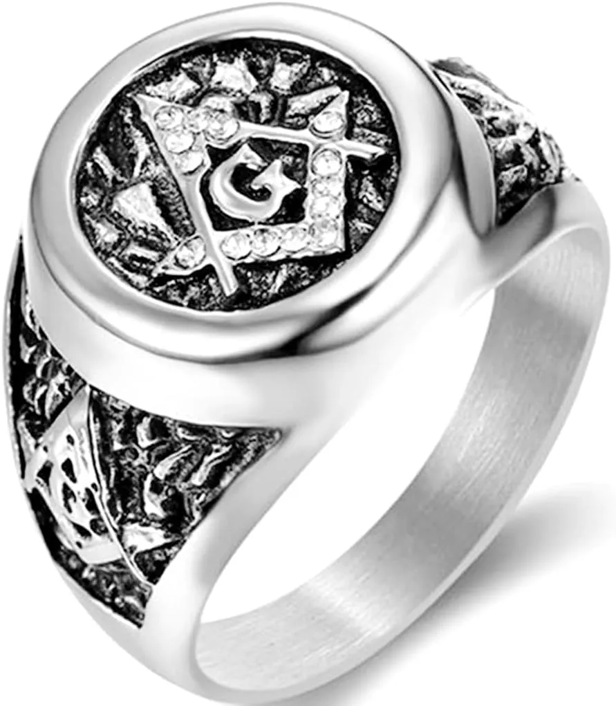 Jude Jewelers Stainless Steel Silver Gold Two Tone Masonic Freemason Signet Ring