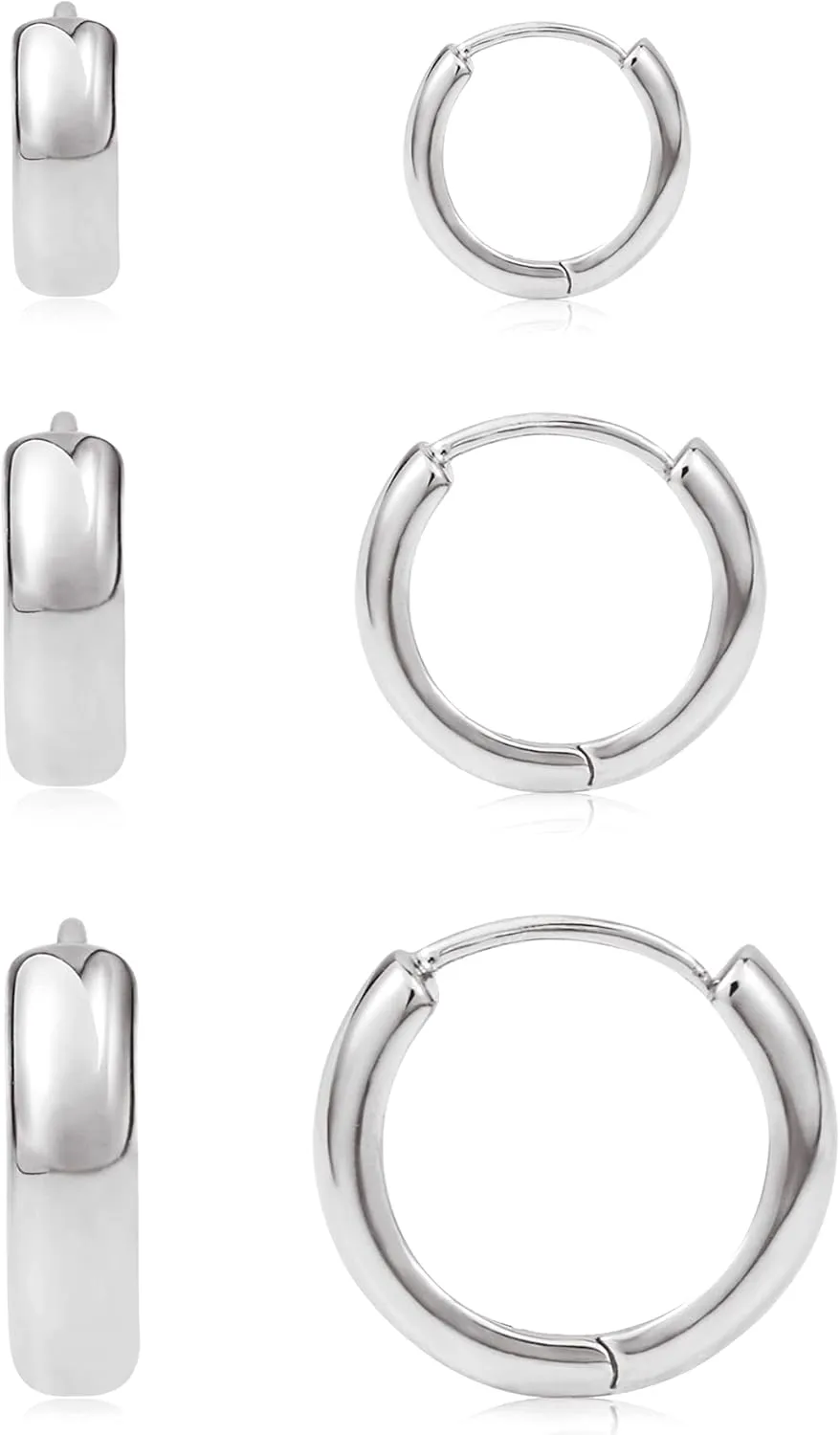 KISSPAT 3 Pairs Small Gold Huggie Hoop Earrings Set for Women Girls Multi Piercing Earrings Pack