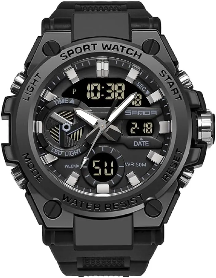 KXAITO Men's Watches Sports Outdoor Waterproof Military Watch Date Multi Function Tactics LED Alarm Stopwatch