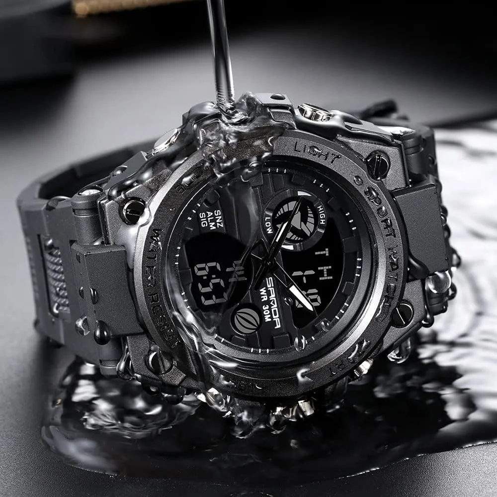 KXAITO Men's Watches Sports Outdoor Waterproof Military Watch Date Multi Function Tactics LED Alarm Stopwatch