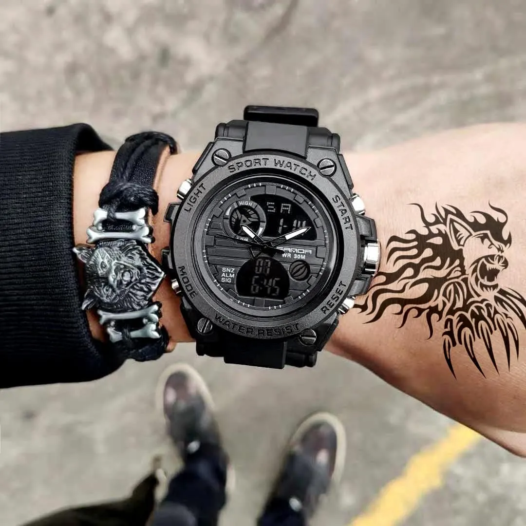 KXAITO Men's Watches Sports Outdoor Waterproof Military Watch Date Multi Function Tactics LED Alarm Stopwatch