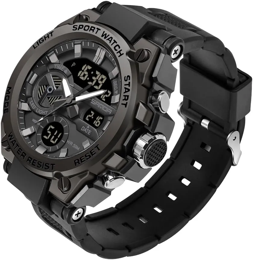 KXAITO Men's Watches Sports Outdoor Waterproof Military Watch Date Multi Function Tactics LED Alarm Stopwatch