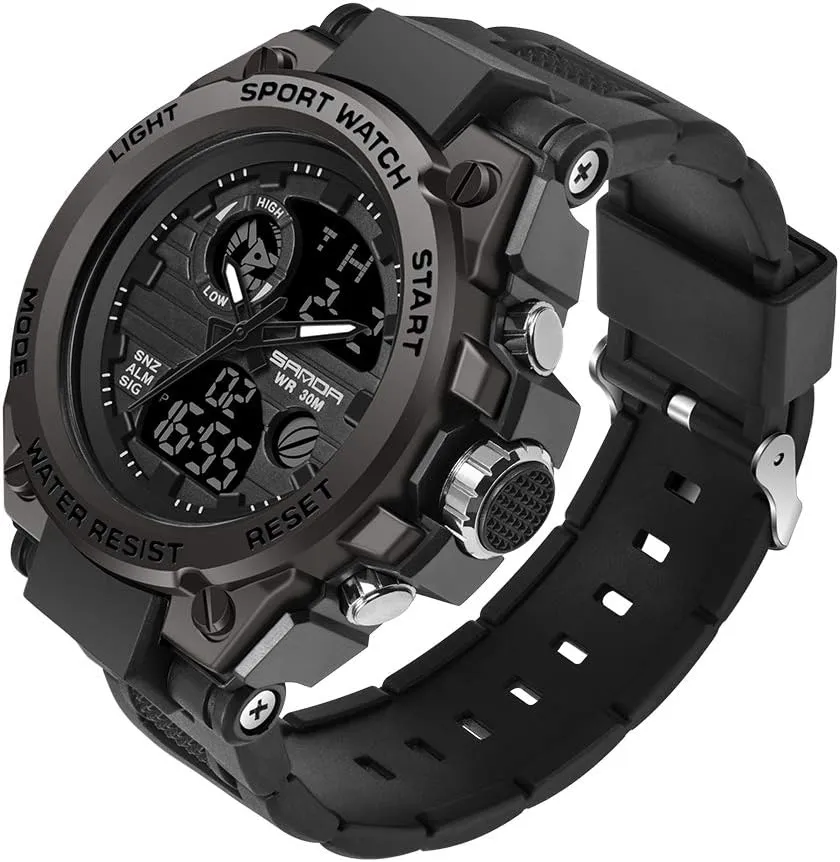 KXAITO Men's Watches Sports Outdoor Waterproof Military Watch Date Multi Function Tactics LED Alarm Stopwatch