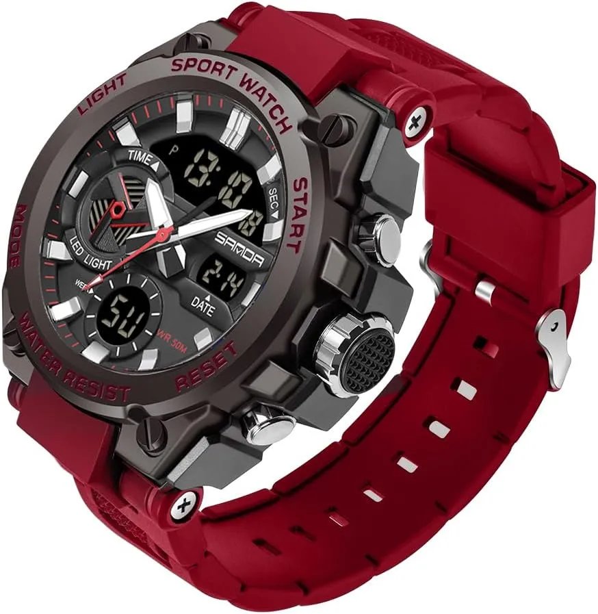 KXAITO Men's Watches Sports Outdoor Waterproof Military Watch Date Multi Function Tactics LED Alarm Stopwatch