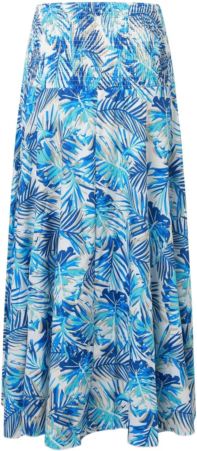 Ladies Boho Maxi Skirts Summer Beach Flowy Tiered High Waist A-Line Skirt Vintage Bohemian Mexico Vacation Outfits for Women