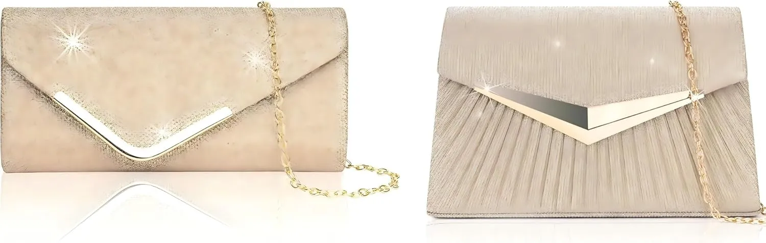 Larcenciel Clutch Purses for Women, Shiny Sequin Envelope Clutch Evening Bag with Chain, Fashion Sparkly Party Prom Purse
