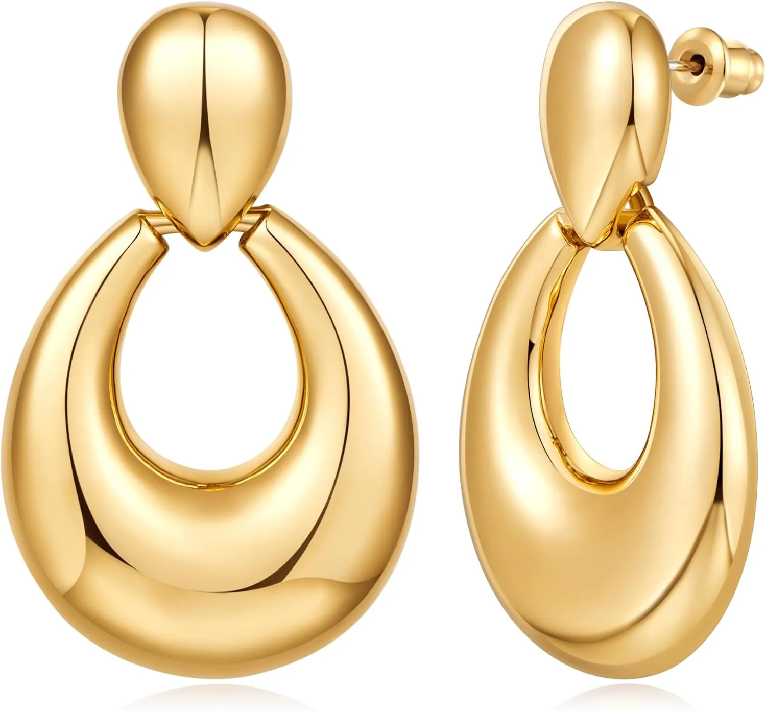 Large Geometric Drop Dangle Earrings for Women 18K Gold Long Waterdrop Link Dangle Earrings Trendy Jewelry