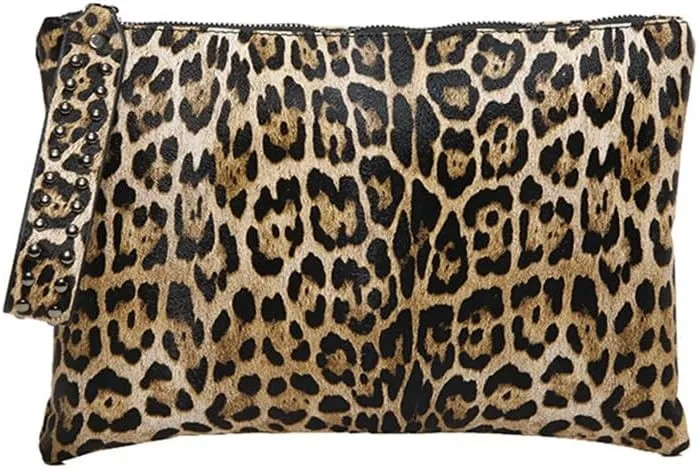Leopard Print Envelope Clutch Handbag Cheetah Print Evening Clutch Bag Leopard Wristlet Wallet for Wedding Prom Party