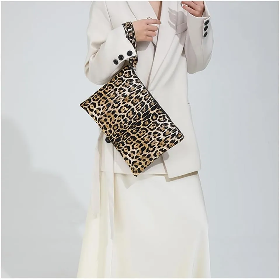 Leopard Print Envelope Clutch Handbag Cheetah Print Evening Clutch Bag Leopard Wristlet Wallet for Wedding Prom Party