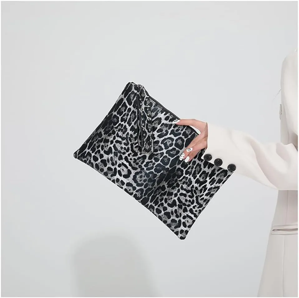 Leopard Print Envelope Clutch Handbag Cheetah Print Evening Clutch Bag Leopard Wristlet Wallet for Wedding Prom Party