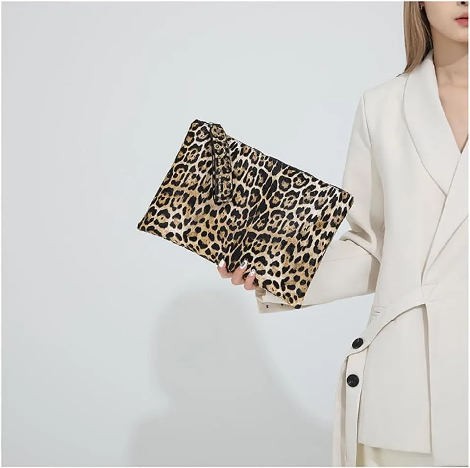 Leopard Print Envelope Clutch Handbag Cheetah Print Evening Clutch Bag Leopard Wristlet Wallet for Wedding Prom Party