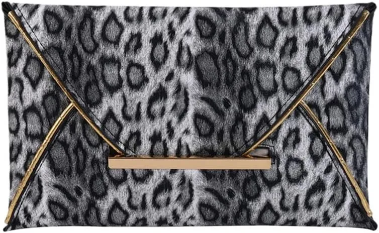 Leopard Print Envelope Clutch Purses for Women Cheetah Print Evening Handbag Wedding Party Square Clutch Bag