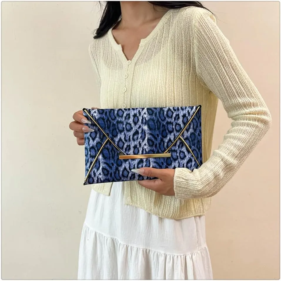 Leopard Print Envelope Clutch Purses for Women Cheetah Print Evening Handbag Wedding Party Square Clutch Bag