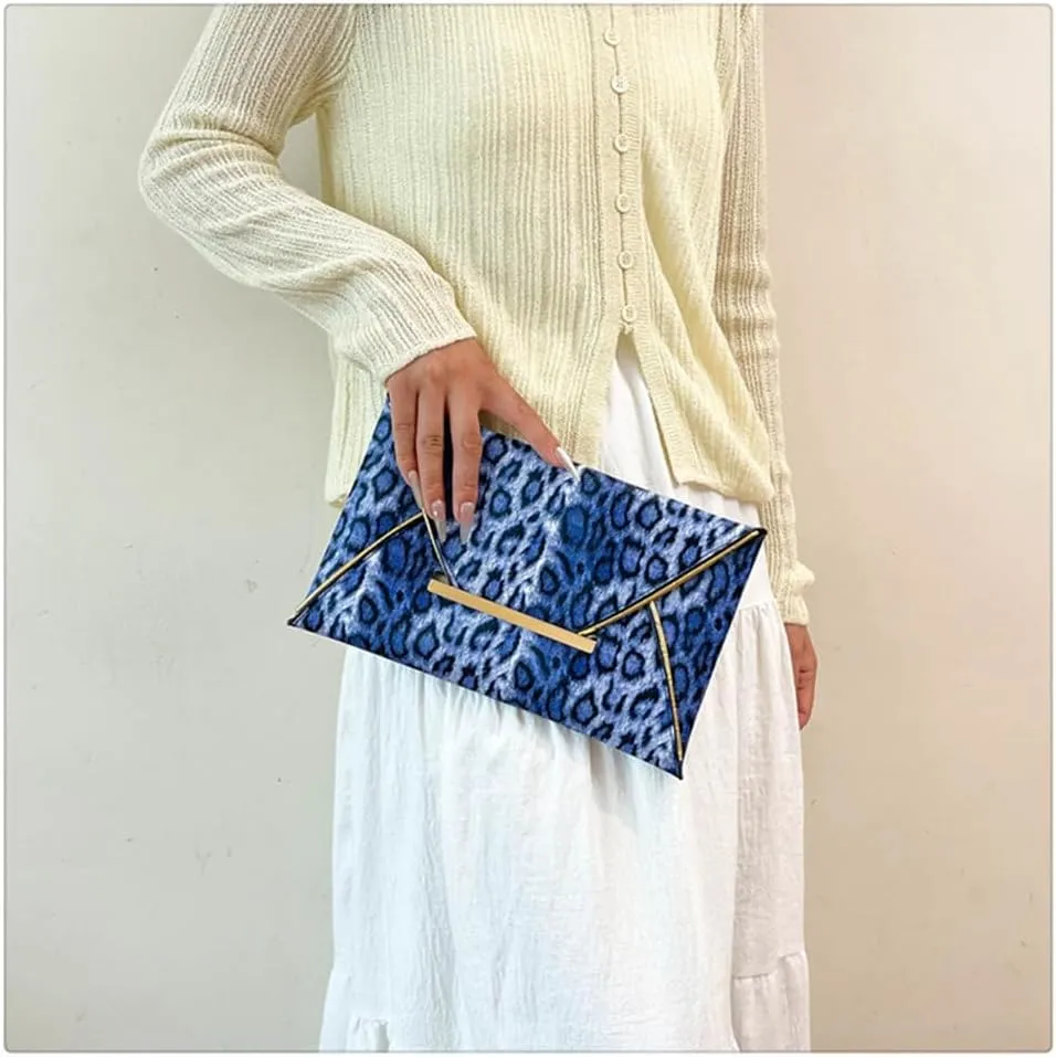 Leopard Print Envelope Clutch Purses for Women Cheetah Print Evening Handbag Wedding Party Square Clutch Bag