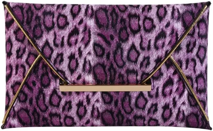 Leopard Print Envelope Clutch Purses for Women Cheetah Print Evening Handbag Wedding Party Square Clutch Bag
