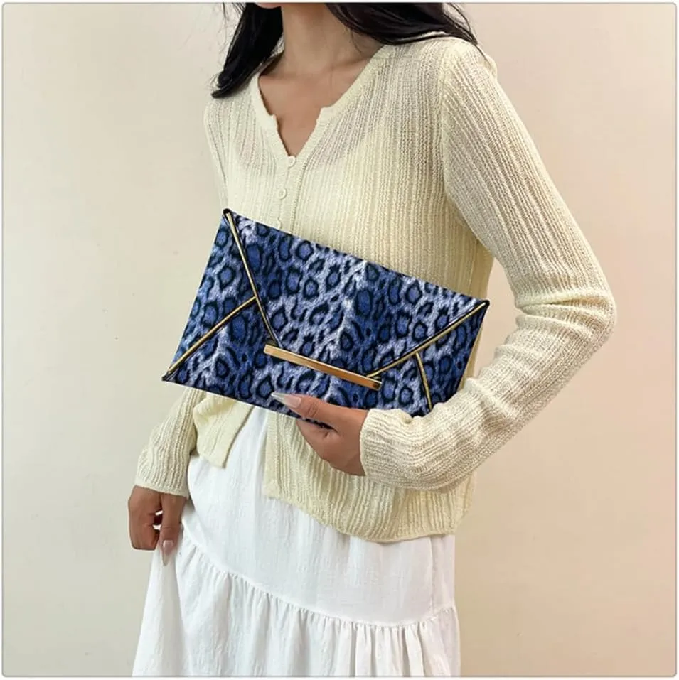 Leopard Print Envelope Clutch Purses for Women Cheetah Print Evening Handbag Wedding Party Square Clutch Bag