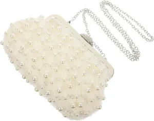 LIFKOME Elegant Pearl Clutch Purse Handbag for Women Banquet Bag Evening Bag for Women Fashionable and Practical