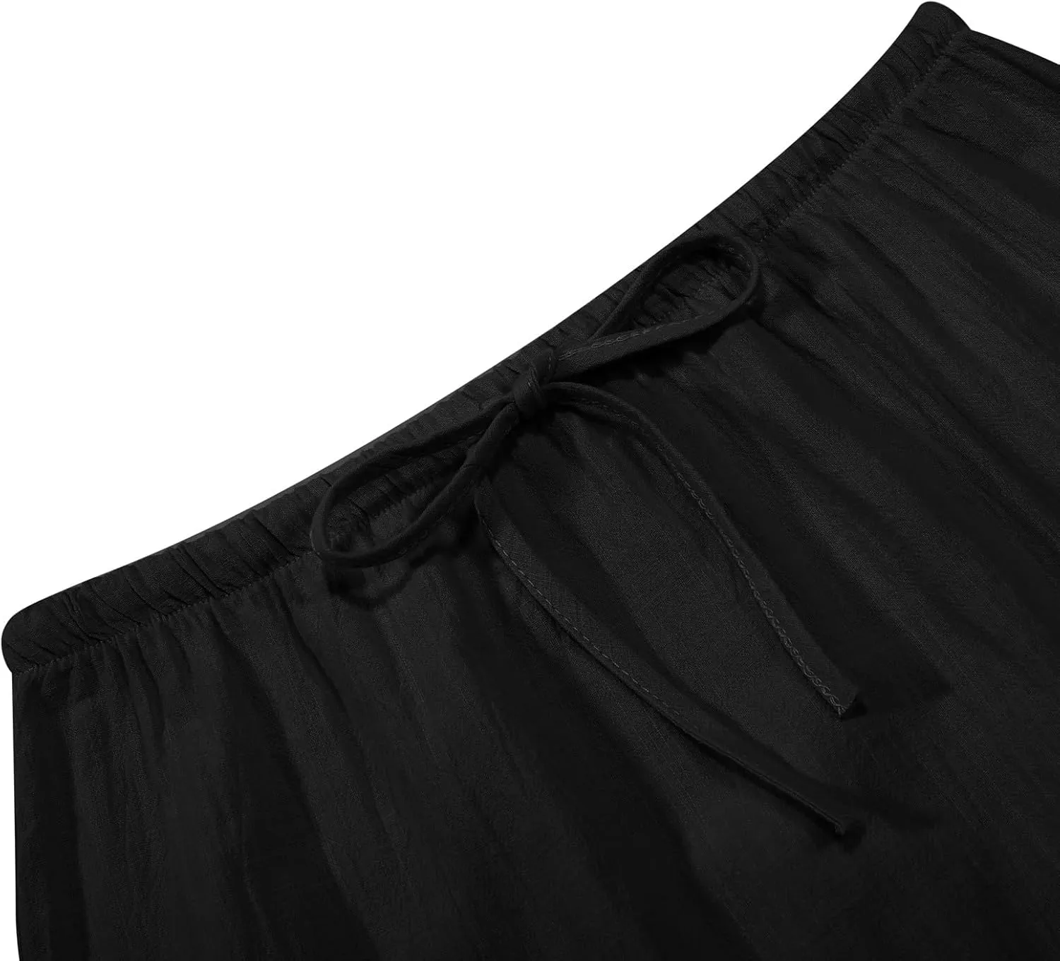 Linen Maxi Skirts for Women Trendy Summer Flared Drawstring Low Waist A Line Skirts Casual Ankle-Length Flowy Long Skirts